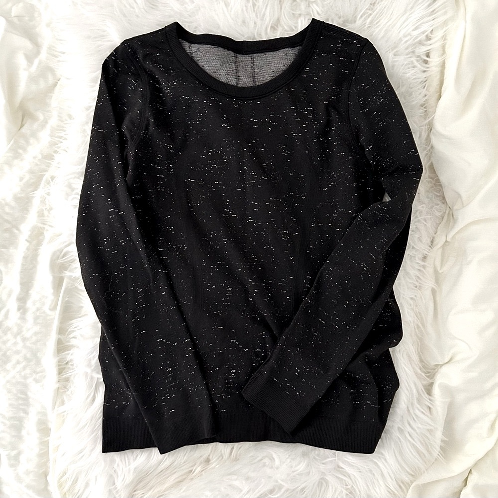 lululemon swiftly relaxed long sleeve shirt black white size 6